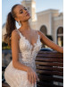 Beaded Ivory Lace Tulle Wedding Dress With Cape